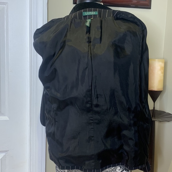 Used Lauren RL 2 Pc Black Pinstripe Pant Suit, 16 - Picture 7 of 13